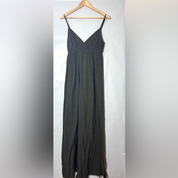 standard james perse maxi cotton casual summer olive green dress empire waist - Picture 3 of 8